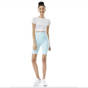 NEW Alice + Olivia AARON HIGH WAISTED BIKER SHORT in Powder Blue